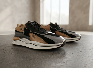 Sneaker Black Tan Contrast Multi-Panel Shoes | AWRA