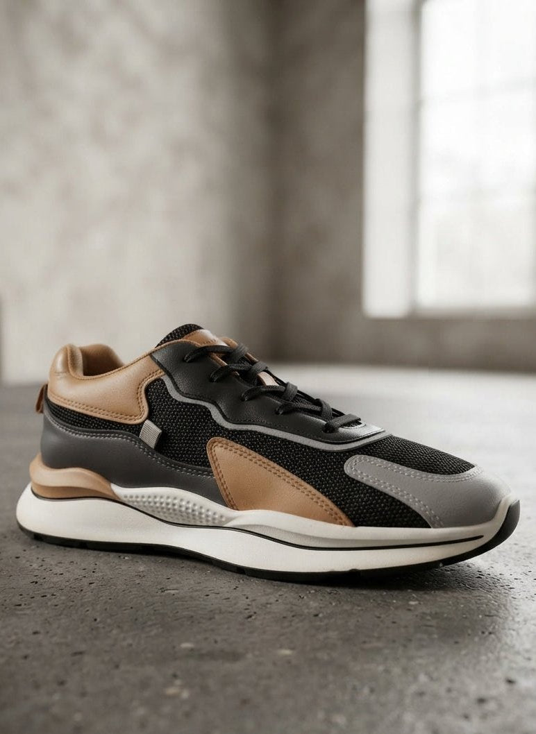 Sneaker Black Tan Contrast Multi-Panel Shoes | AWRA