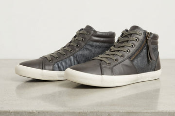 Dark Grey High-Top Sneaker with Side Zipper | AWRA