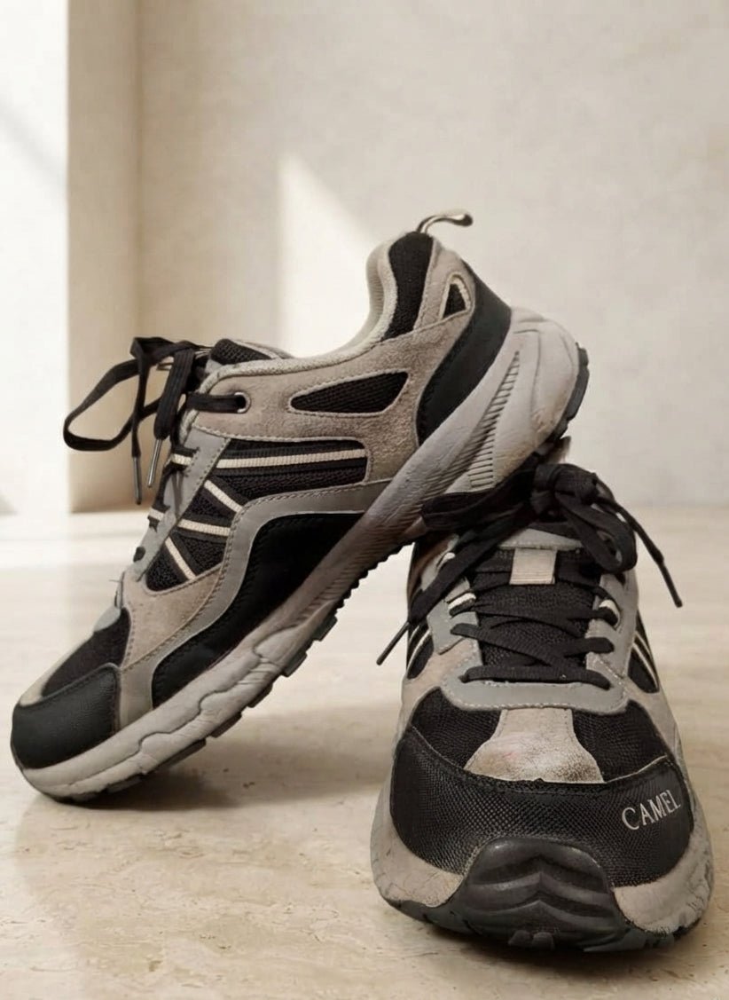 Camel Black Grey Outdoor Trail Sneakers  | AWRA