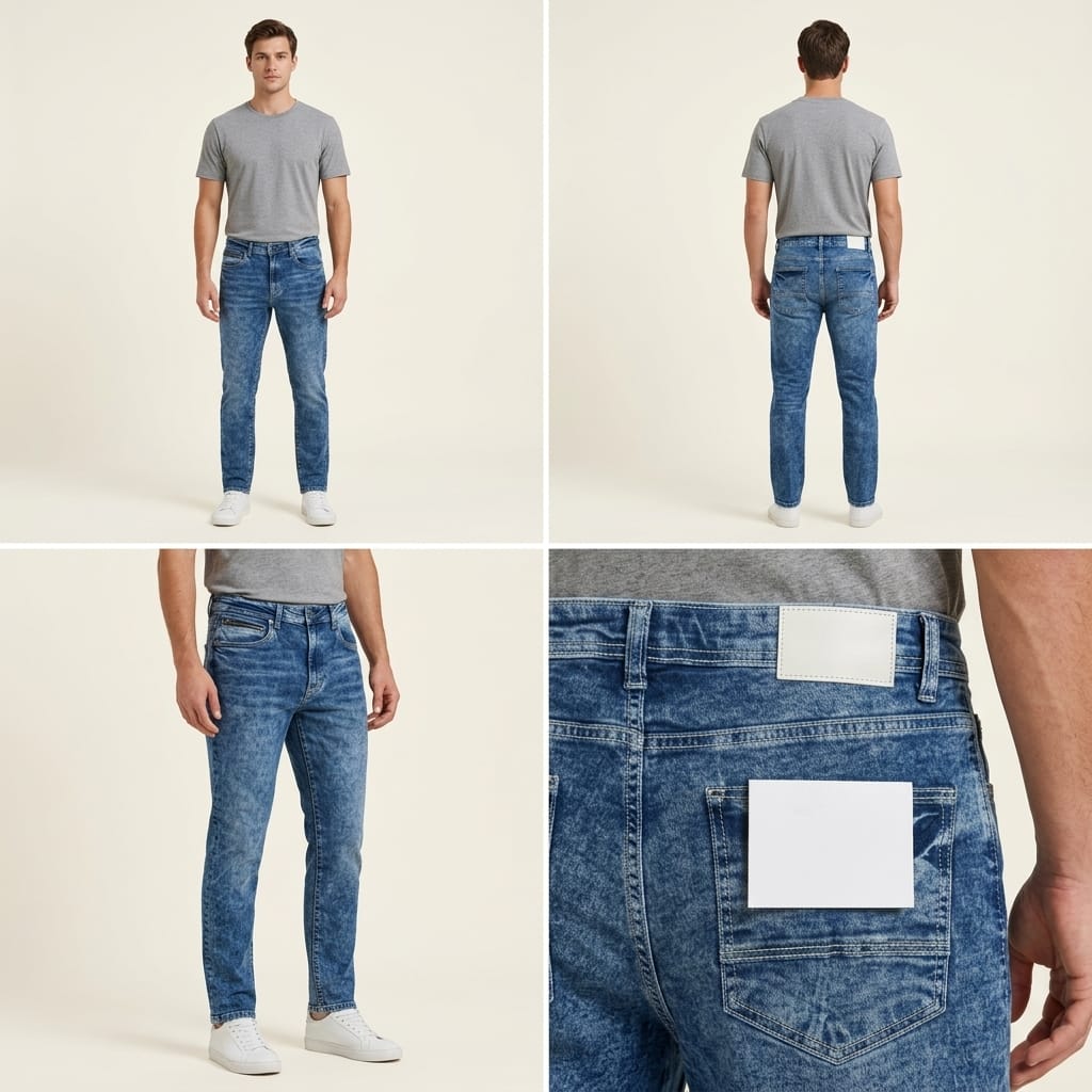 Men’s Textured Acid Wash Denim – Slim Fit | AWRA