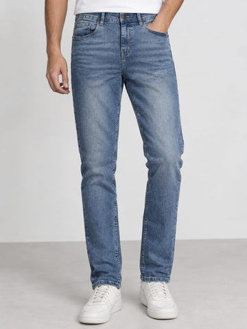 Classic Medium Blue Fade Denim Jeans | AWRA