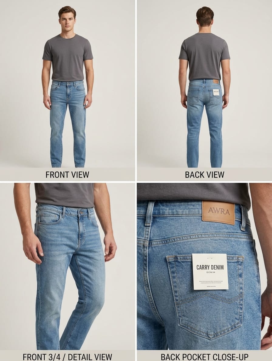 Classic Medium Blue Fade Denim Jeans | AWRA