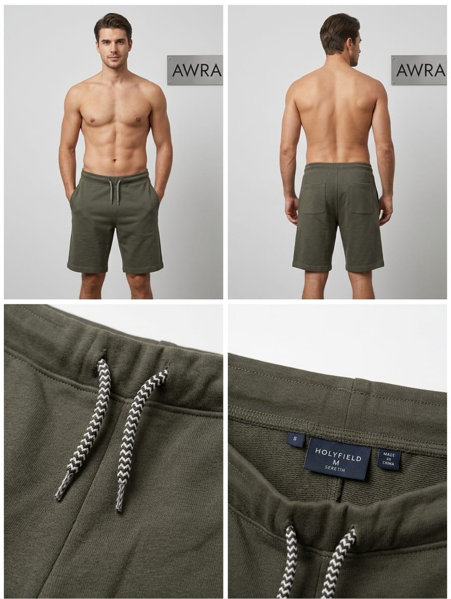 AWRA men's Olive Green polyester shorts