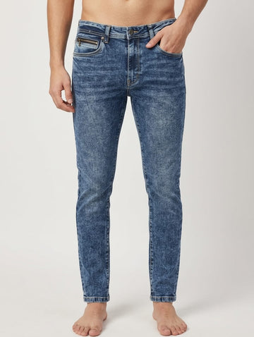 Men’s Textured Acid Wash Denim – Slim Fit | AWRA