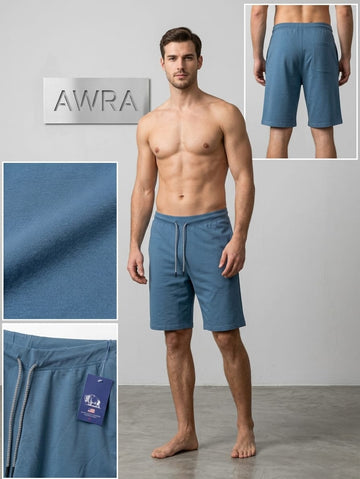Men’s Premium Textured Casual Shorts – Sea Blue | AWRA