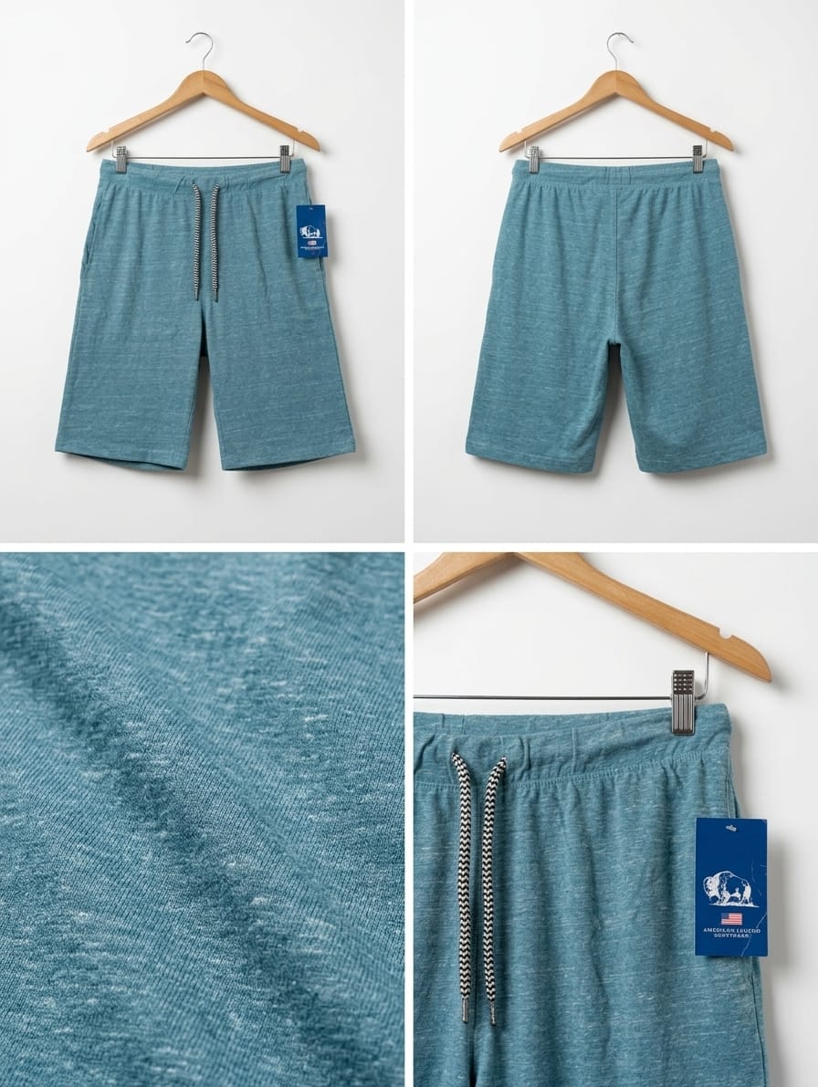 Men’s Premium Textured Casual Shorts – Texture Blue | AWRA