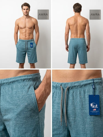 Men’s Premium Textured Casual Shorts – Texture Blue | AWRA