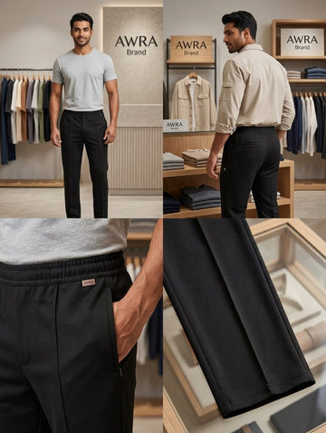 Men’s Tailored Pin-tuck Trousers – Jet Black | AWRA