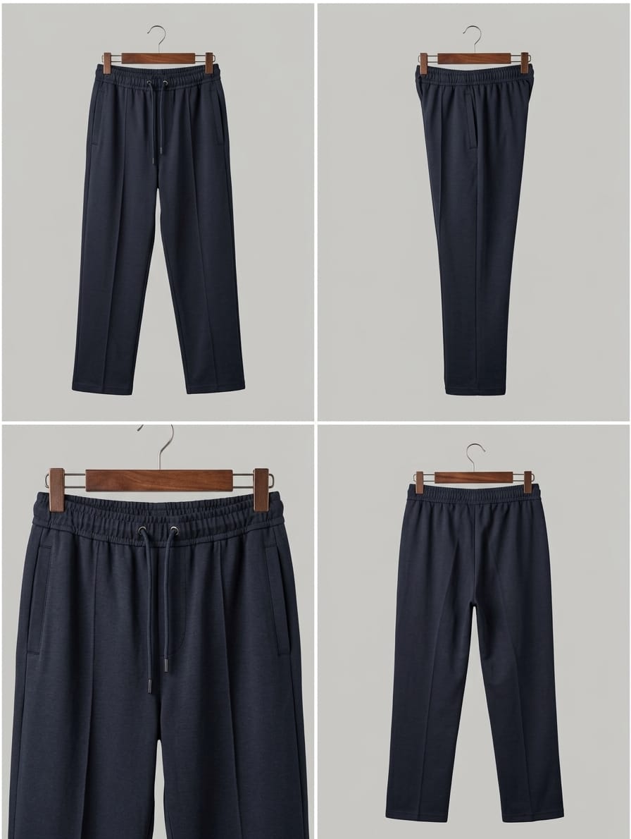 Men’s Pin-tuck Drawstring Trousers – Dark Navy Blue | AWRA