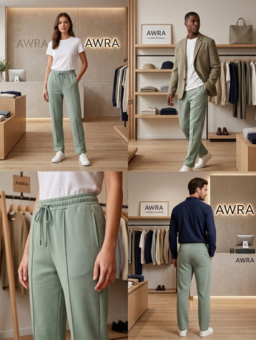 Men’s Pin-tuck Sweatpants / Trousers – Mint Green | AWRA