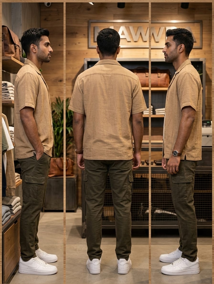 Men’s Cuban Collar Short Sleeve Linen Shirt – Beige | AWRA