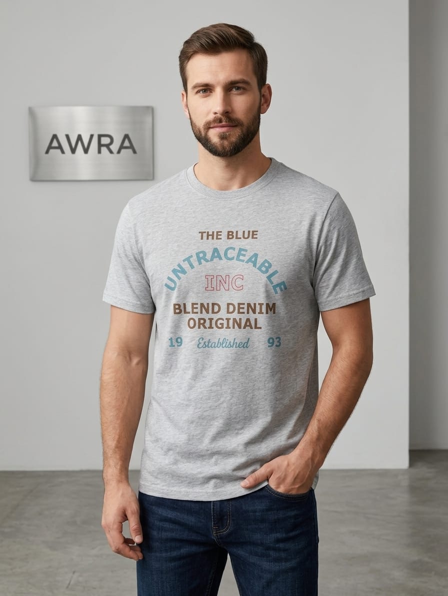 Men's Premium Grey Graphic T-Shirt | AWRA