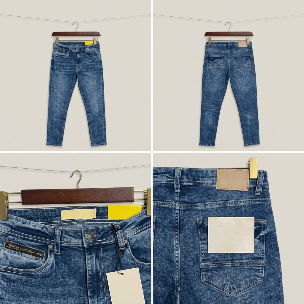 Blue Crinkle-Shaded Textured Denim | AWRA