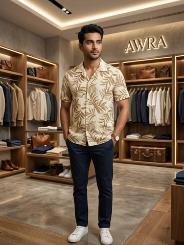 Men’s Off-White Floral Print Hawaiian Shirt | AWRA