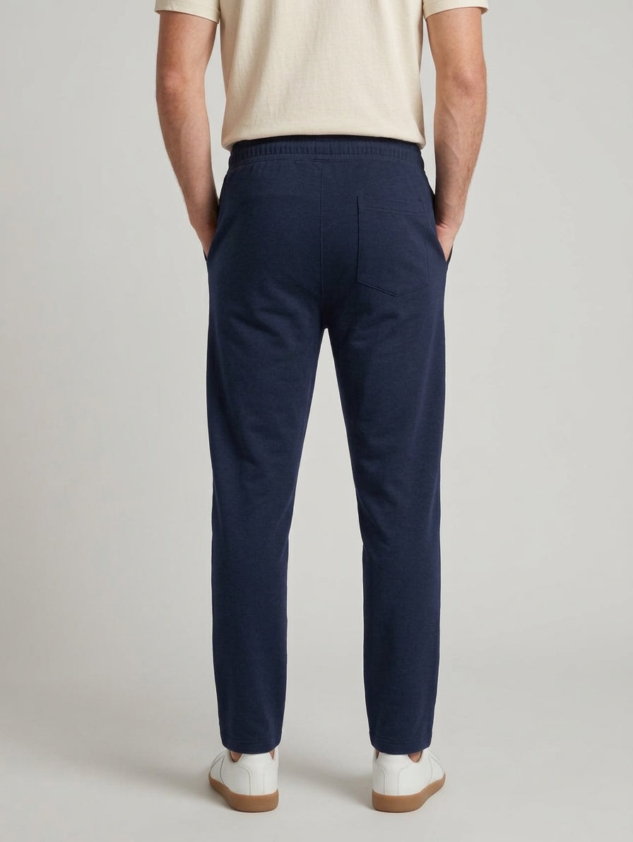 Men’s Pin-tuck Drawstring Trousers – Dark Navy Blue | AWRA