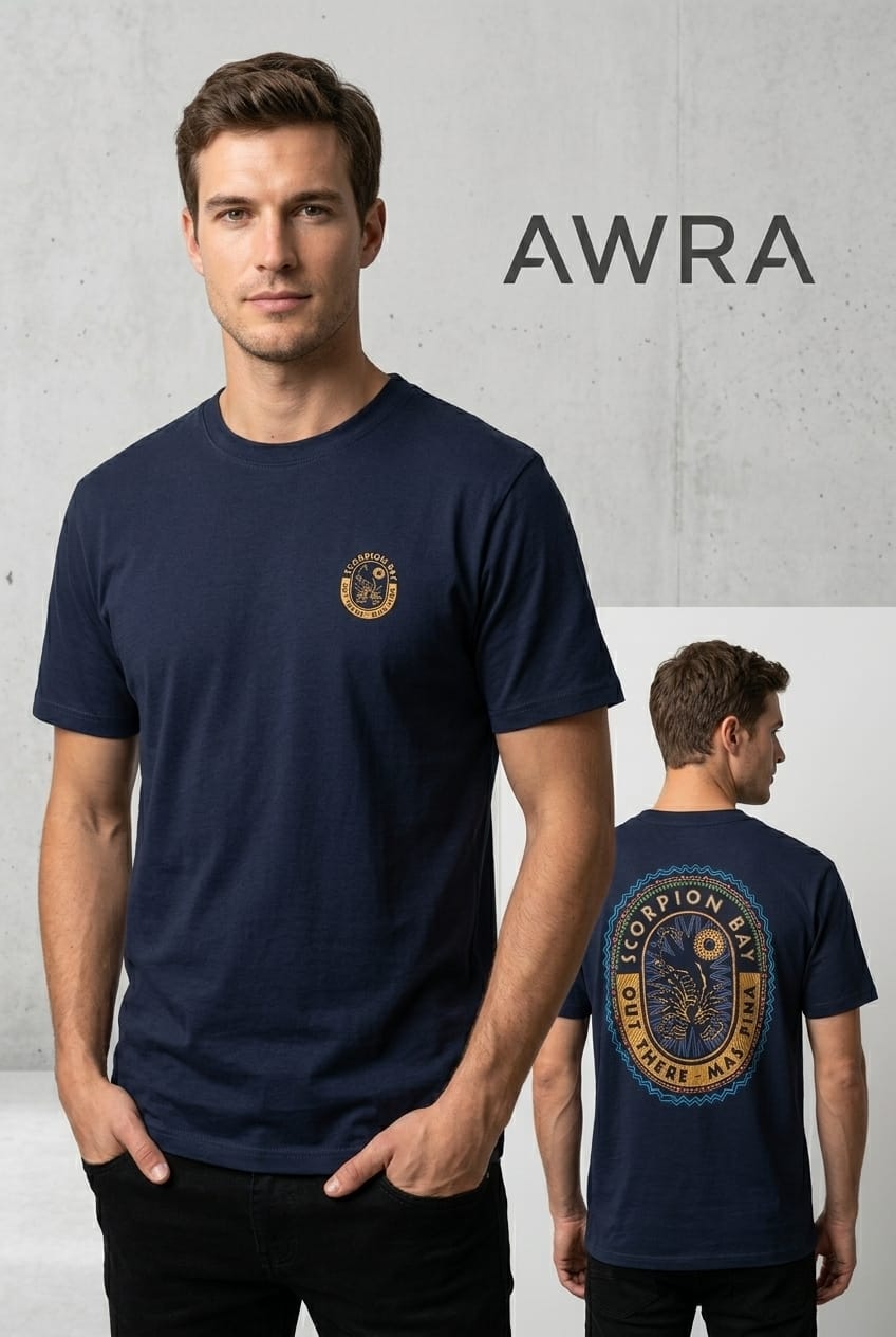 Men's Navy Scorpion Graphic T-Shirt | AWRA