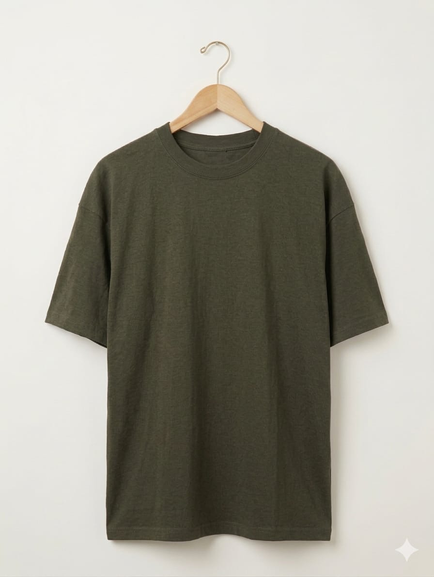 Men’s Oversized Graphic Tee – Olive Green Arabic Calligraphy Edition