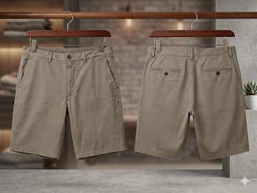 Men’s Premium Cotton Twill Chino Shorts – Classic Khaki