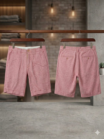 Men’s Premium Linen-Blend Chino Shorts – Dusty Rose