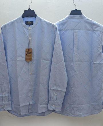 Men’s Premium Sky Blue Mandarin Collar Printed Casual Shirt