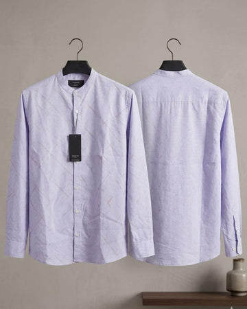 Men’s Light Purple Textured Cross-Hatch Pattern Shirt | Long Sleeve