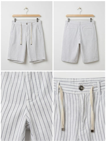 Men’s Premium Striped Casual Shorts – White & Grey | AWRA