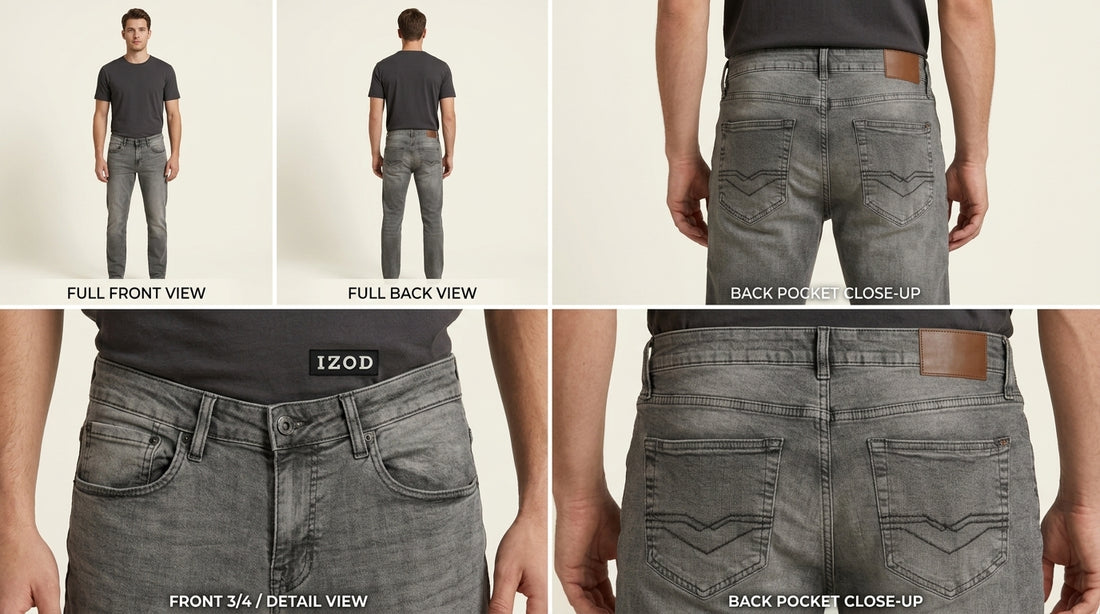 Men's Grey Slim Fit Stretch Denim Jeans | AWRA