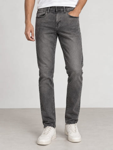 Men's Grey Slim Fit Stretch Denim Jeans | AWRA