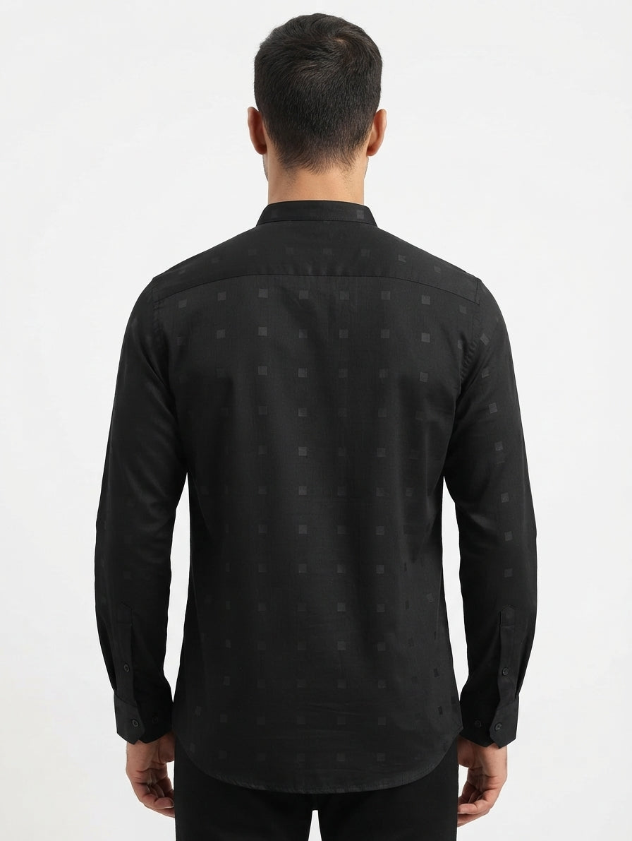 Men’s sherwani collar shirt in black – AWRA   